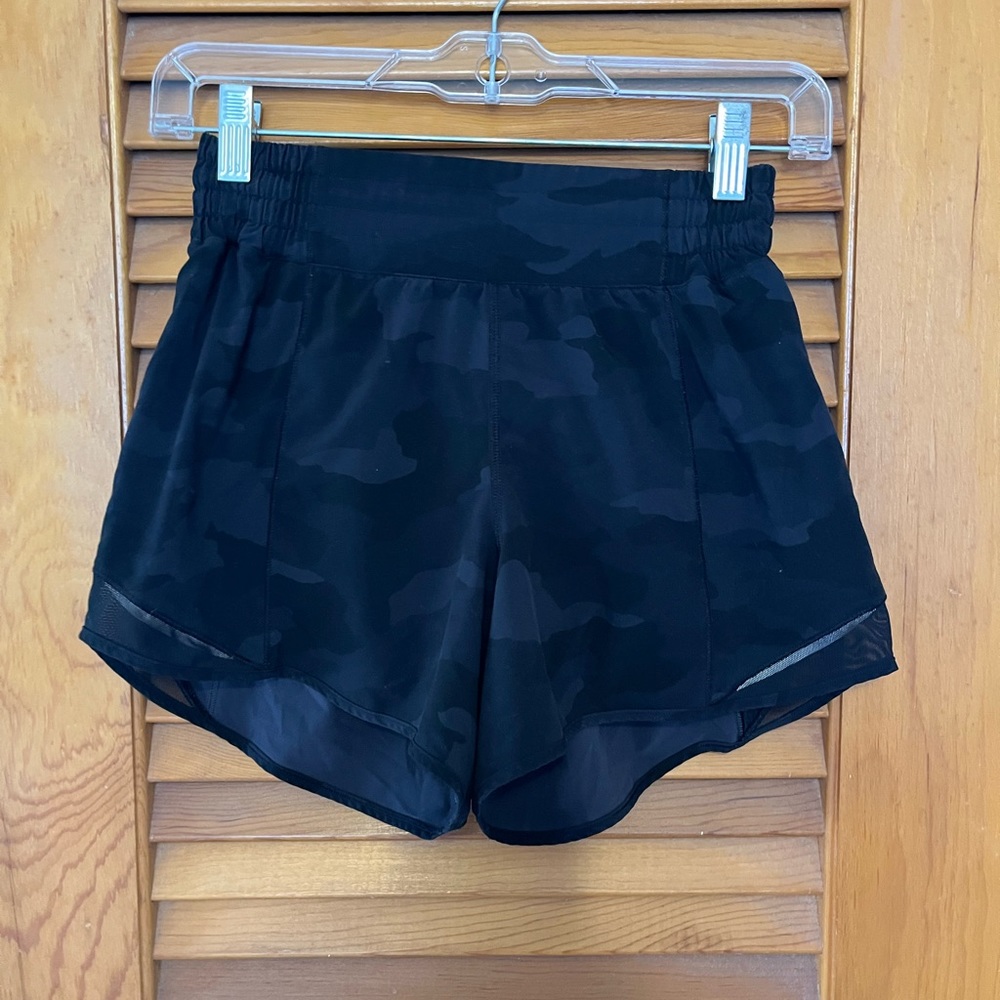 black camo lululemon shorts